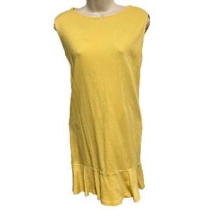 NEW YORK and COMPANY Mustard Yellow Mini Ruffled Sleeveless Cotton Sundress LRG